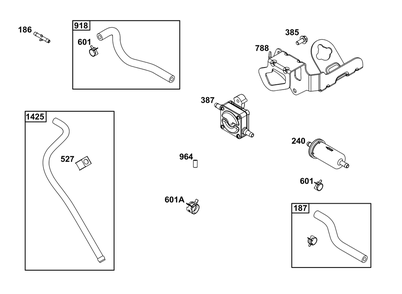 Fuel Supply Group Diagram and Parts List for 543477-0018-J1 400000 - 699999 Briggs and Stratton Engine